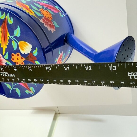 Jaipur In Bloom Floral Blue Metal Watering Can Garden Hand Painted Decorative - Picture 8 of 15